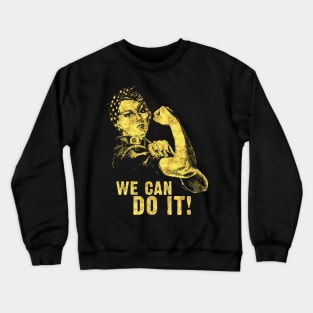 WE CAN DO IT Rosie the Riveter Abstract Black and Yellow Sketch Art Style Crewneck Sweatshirt